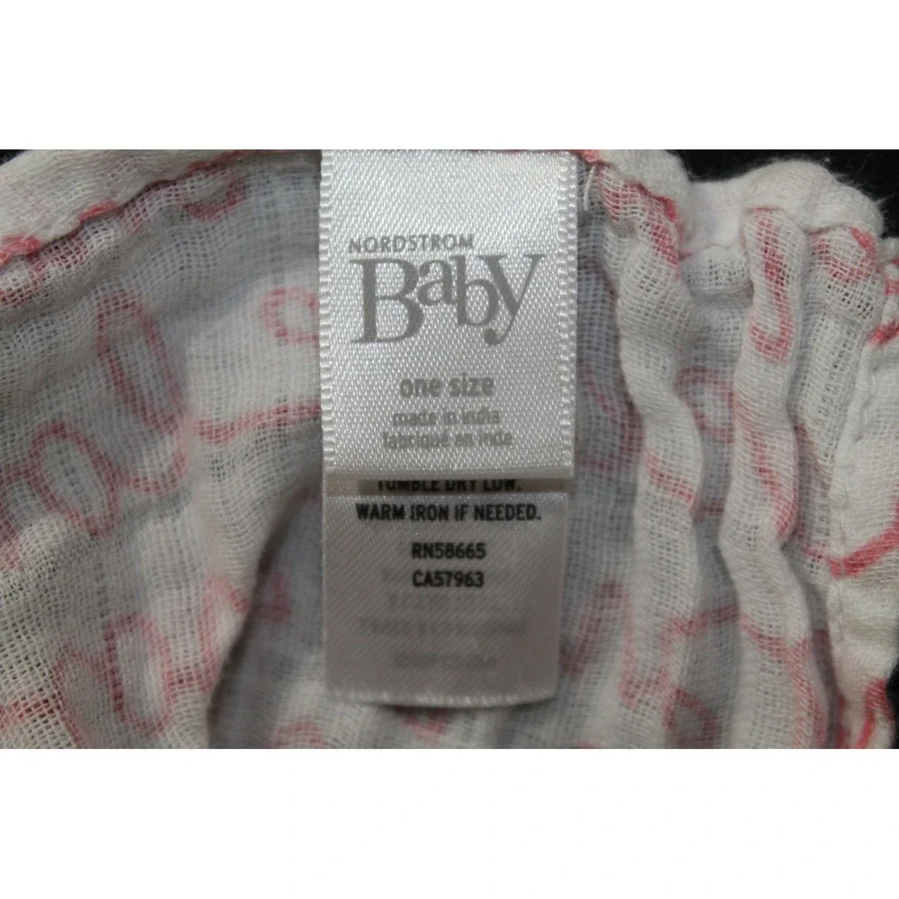 Nordstrom Baby Muslin Swaddle Blanket Love Script Pink White 100% Cotton 45x45